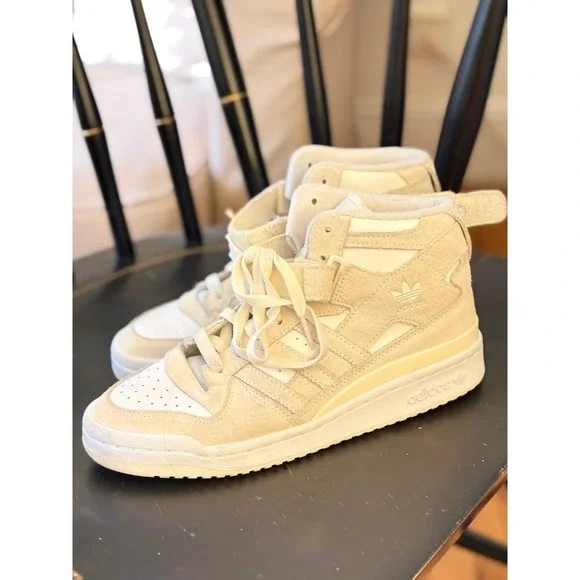 Adidas Forum Bold High Top Sneakers Cream Suede Womens Size 6.5 - Picture 1 of 3